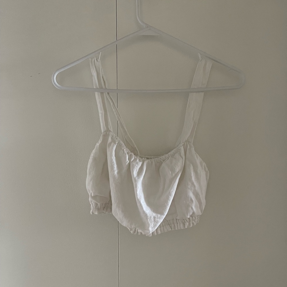 Abercrombie White Linen Crop Top